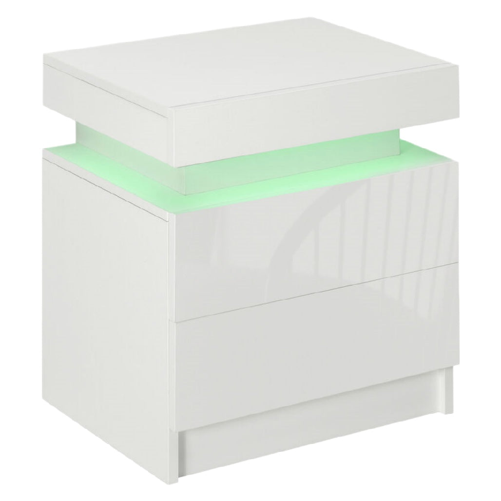 Moderner Nachttisch mit LED-Beleuchtung und Hochglanz-Oberfläche