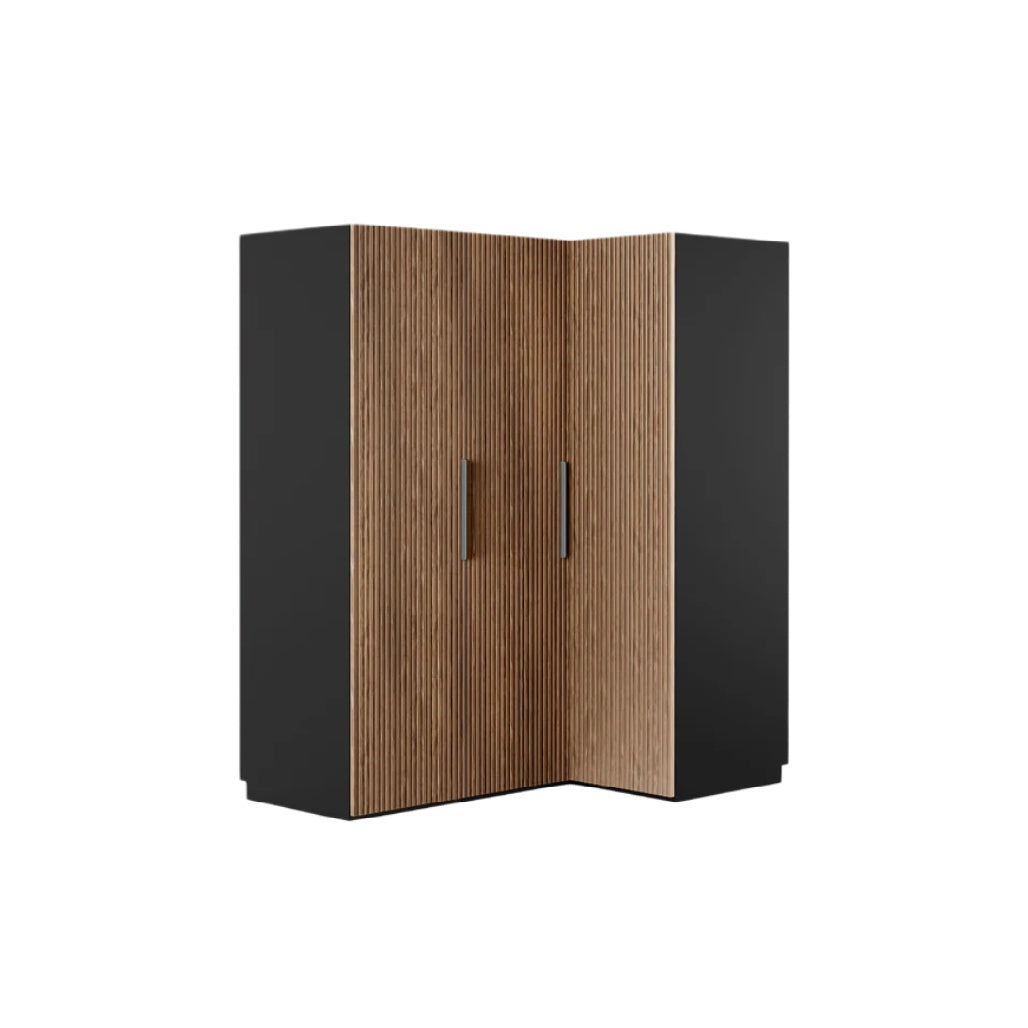 Eckschrank mit Holzfront und modernen Akzenten