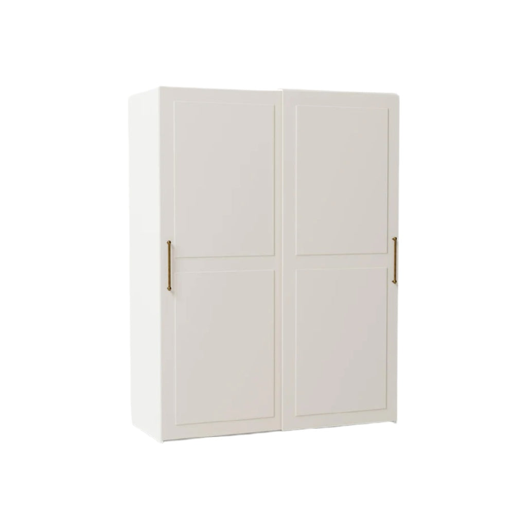 **Eleganter Weißer Kleiderschrank mit Goldenen Griffen**