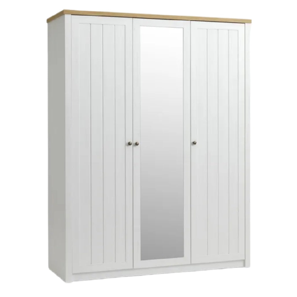 **Schlichter Schrank mit Spiegel und Holzoberfläche**